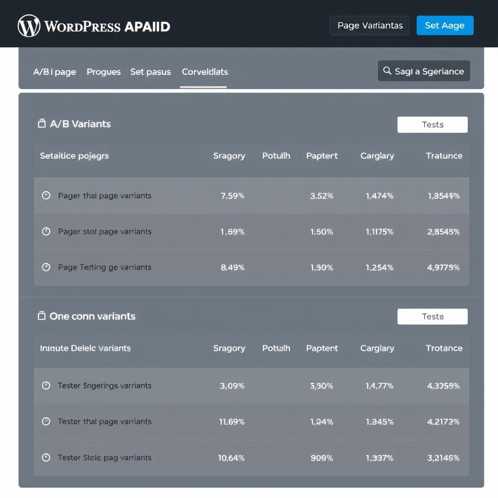 A/B testing interface in WordPress showing variant performance A/B testing interface in WordPress showing variant performance