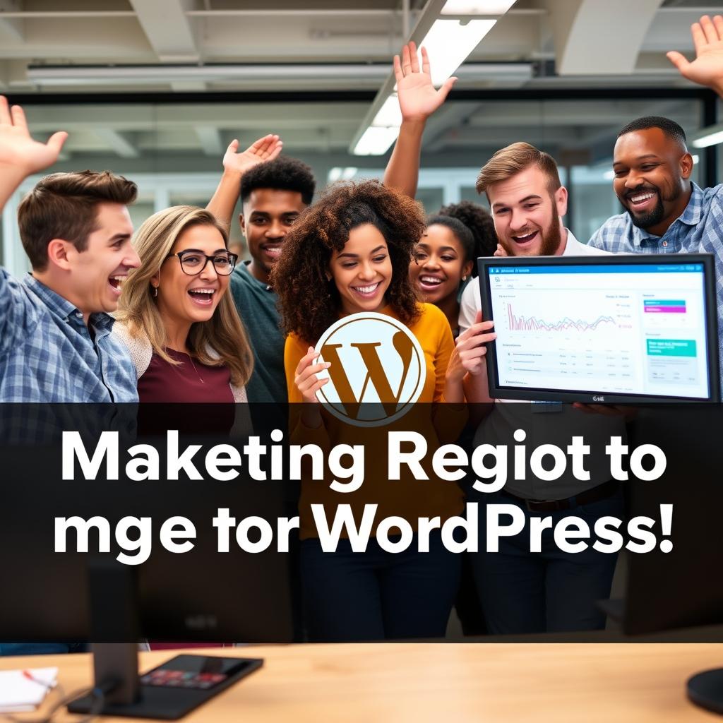 Marketing team celebrating successful WordPress campaign results Marketing team celebrating successful WordPress campaign results