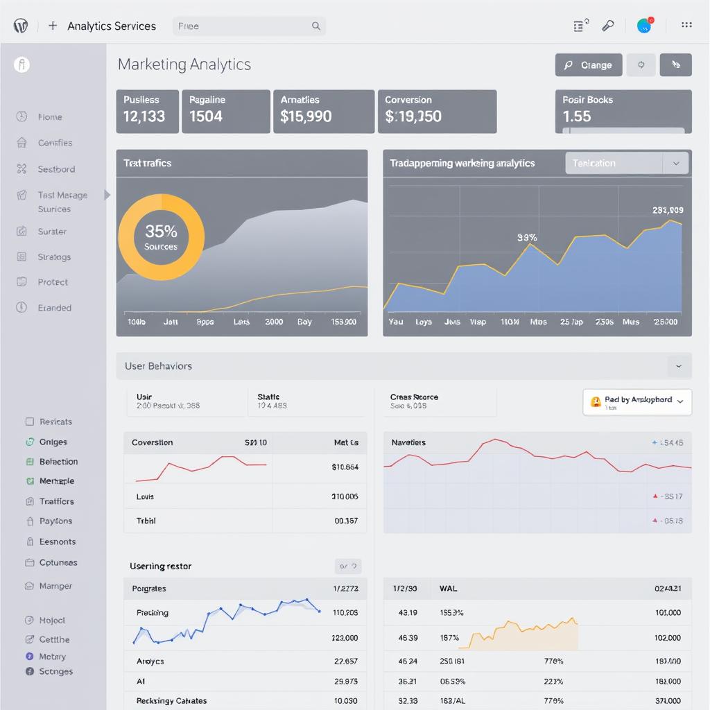 WordPress analytics dashboard showing marketing performance metrics WordPress analytics dashboard showing marketing performance metrics