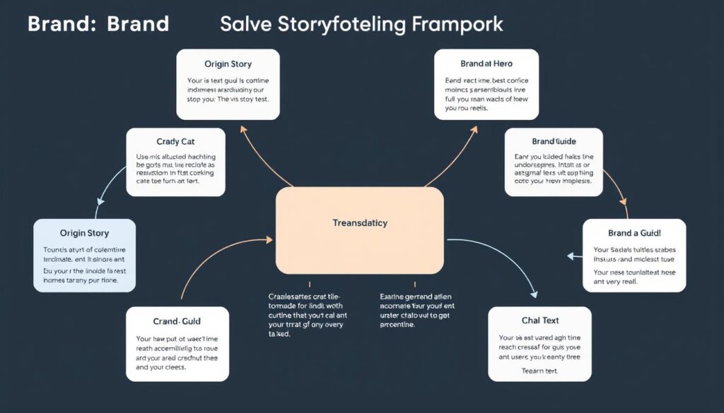 Brand storytelling framework showing narrative elements and customer journey integration Brand storytelling framework showing narrative elements and customer journey integration