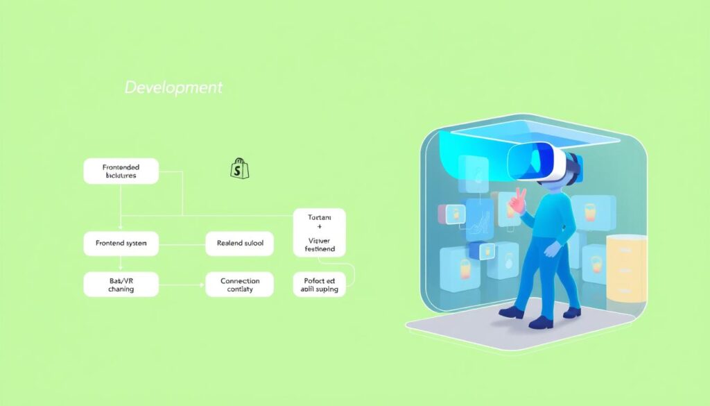 Futuristic Shopify development showing headless commerce and AR integration Futuristic Shopify development showing headless commerce and AR integration