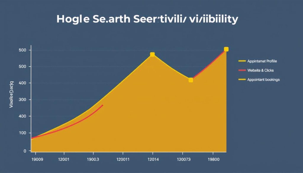Graph showing improved local search visibility for a dental practice after implementing local SEO management Graph showing improved local search visibility for a dental practice after implementing local SEO management