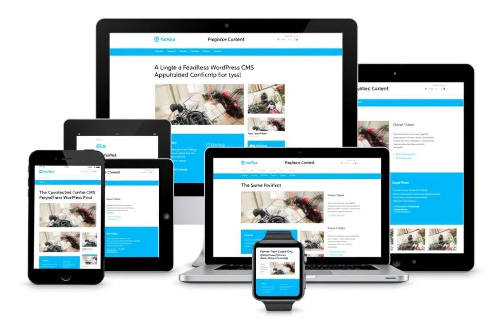 Multiple devices showing the same headless WordPress content in different formats Multiple devices showing the same headless WordPress content in different formats