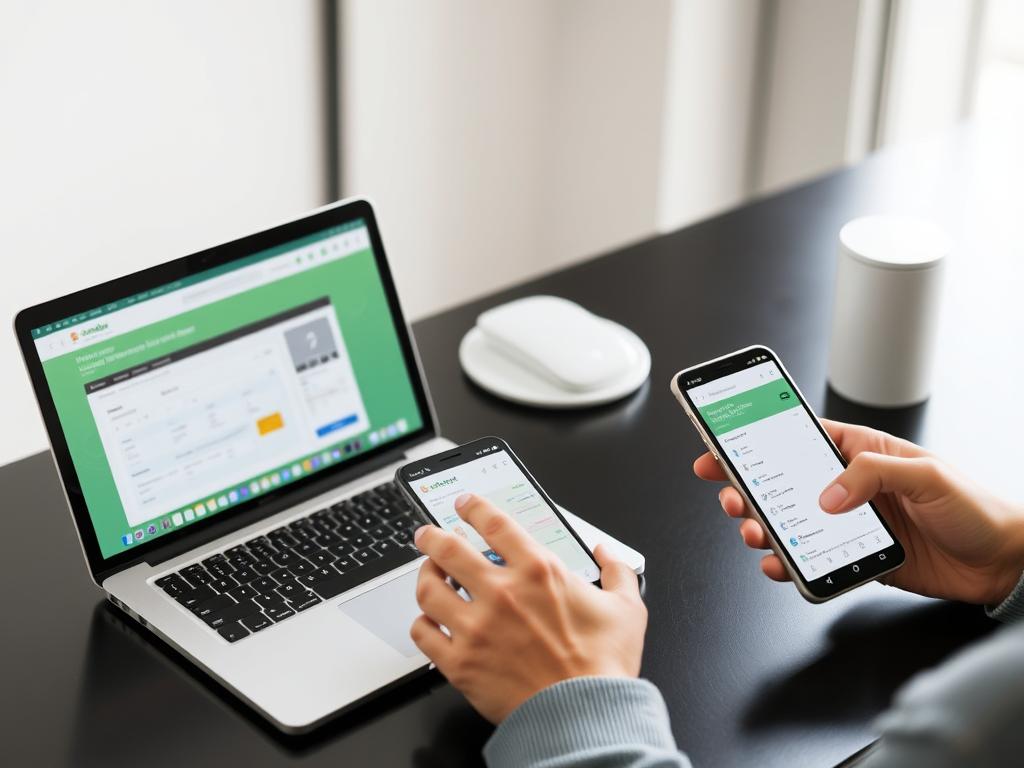 Person testing a Shopify third-party app integration on multiple devices