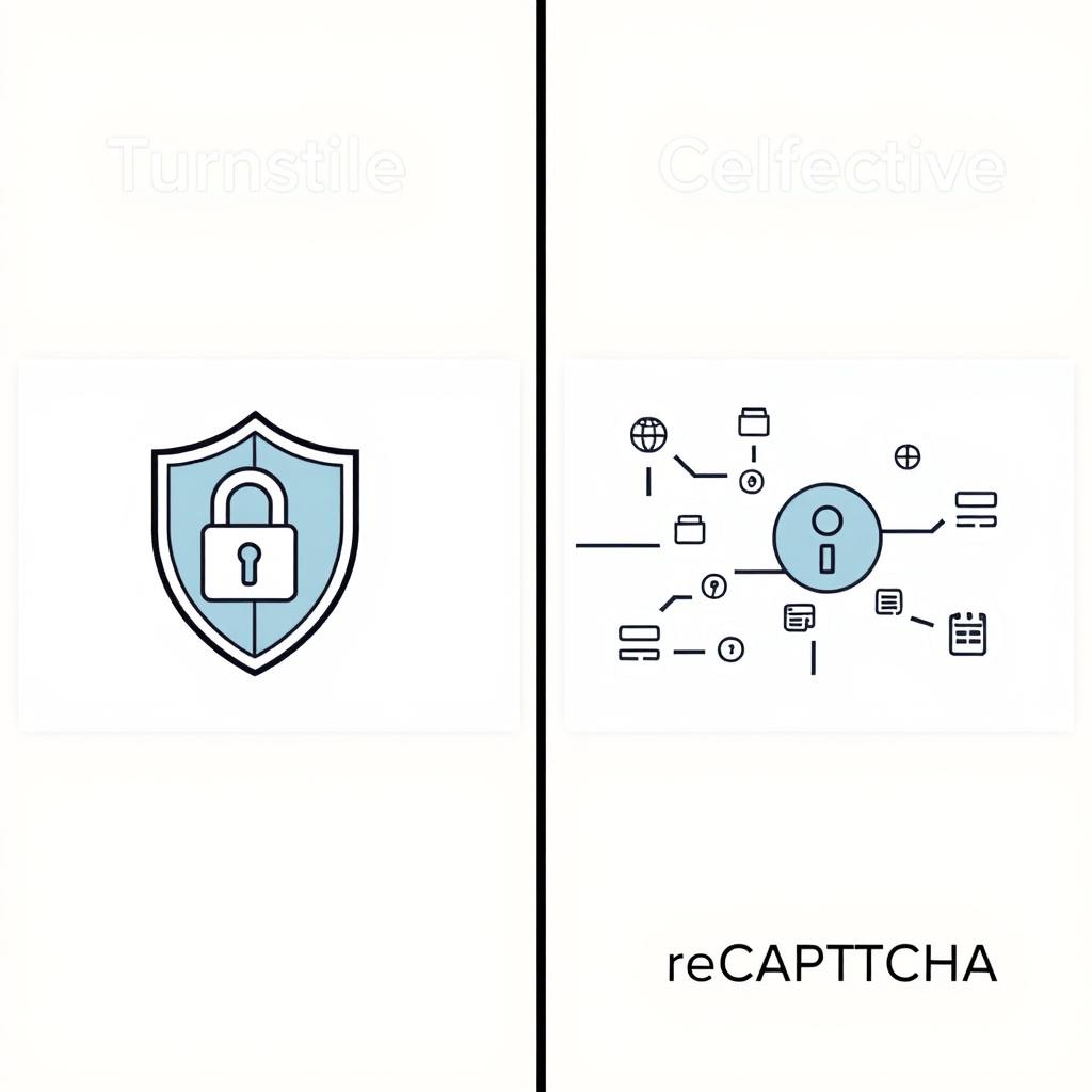 Privacy-focused design of Turnstile vs Google reCAPTCHA showing data protection differences