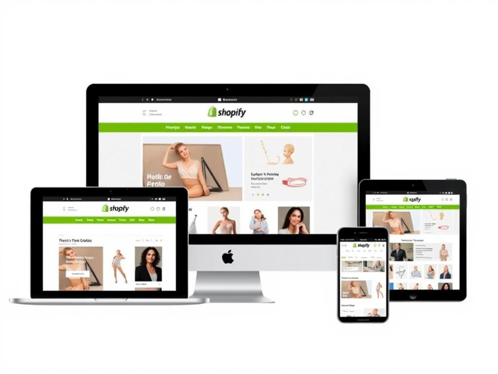 Responsive Shopify store displayed on multiple devices showing consistent design Responsive Shopify store displayed on multiple devices showing consistent design