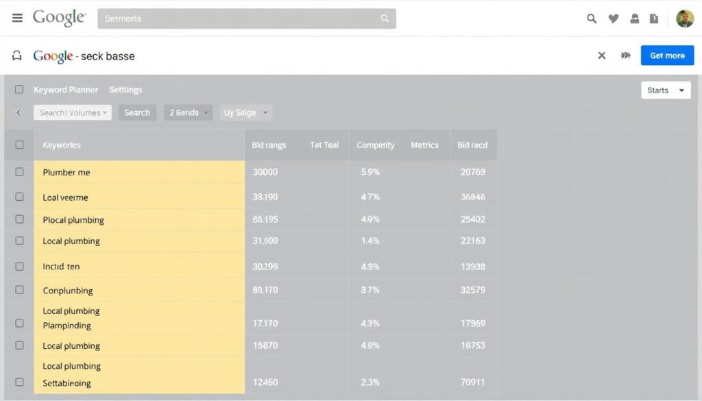 Screenshot of Google Keyword Planner showing local SEO keyword research Screenshot of Google Keyword Planner showing local SEO keyword research