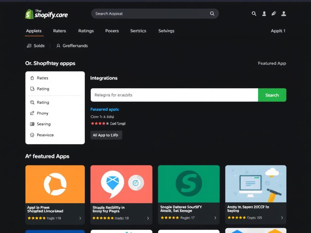 Screenshot of Shopify App Store showing search results for integration apps with ratings and reviews