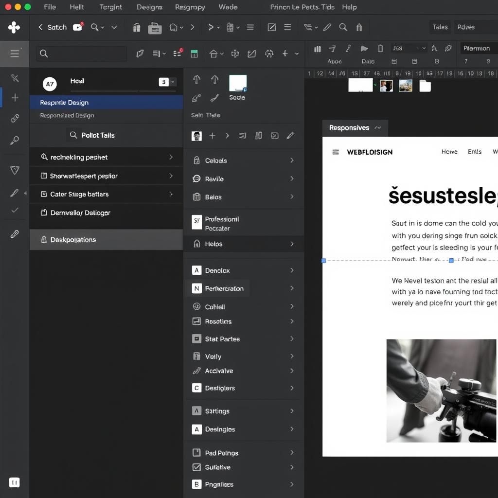 Webflow Designer interface showing responsive design tools Webflow Designer interface showing responsive design tools