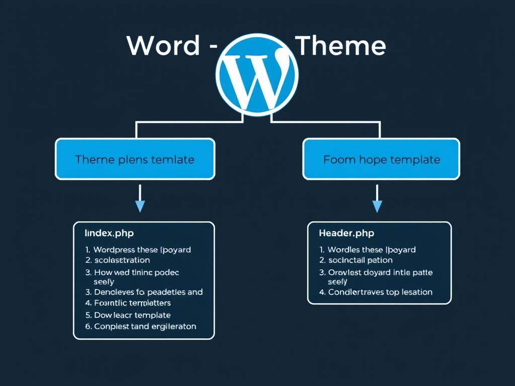 WordPress theme structure showing template files and hierarchy