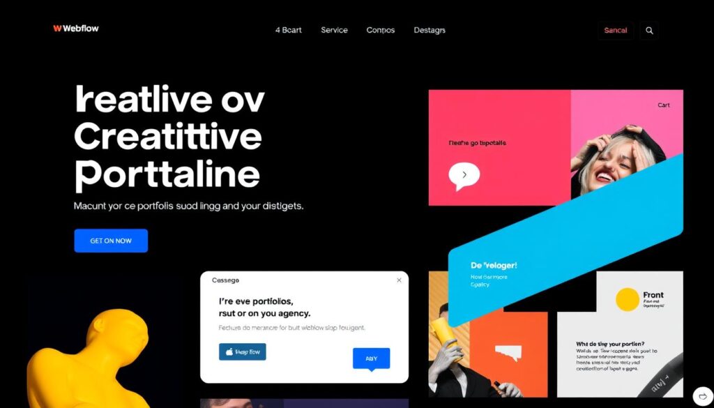 Creative portfolio website built with Webflow showing unique interactions Creative portfolio website built with Webflow showing unique interactions