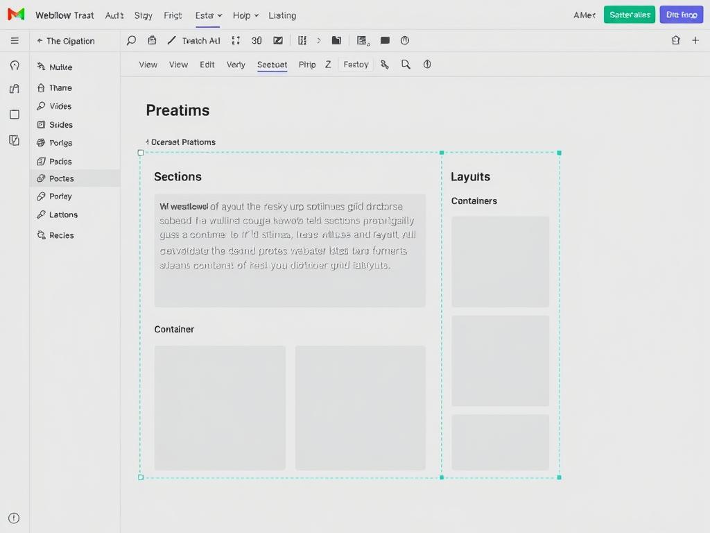 Custom Webflow website being built from scratch showing layout structure