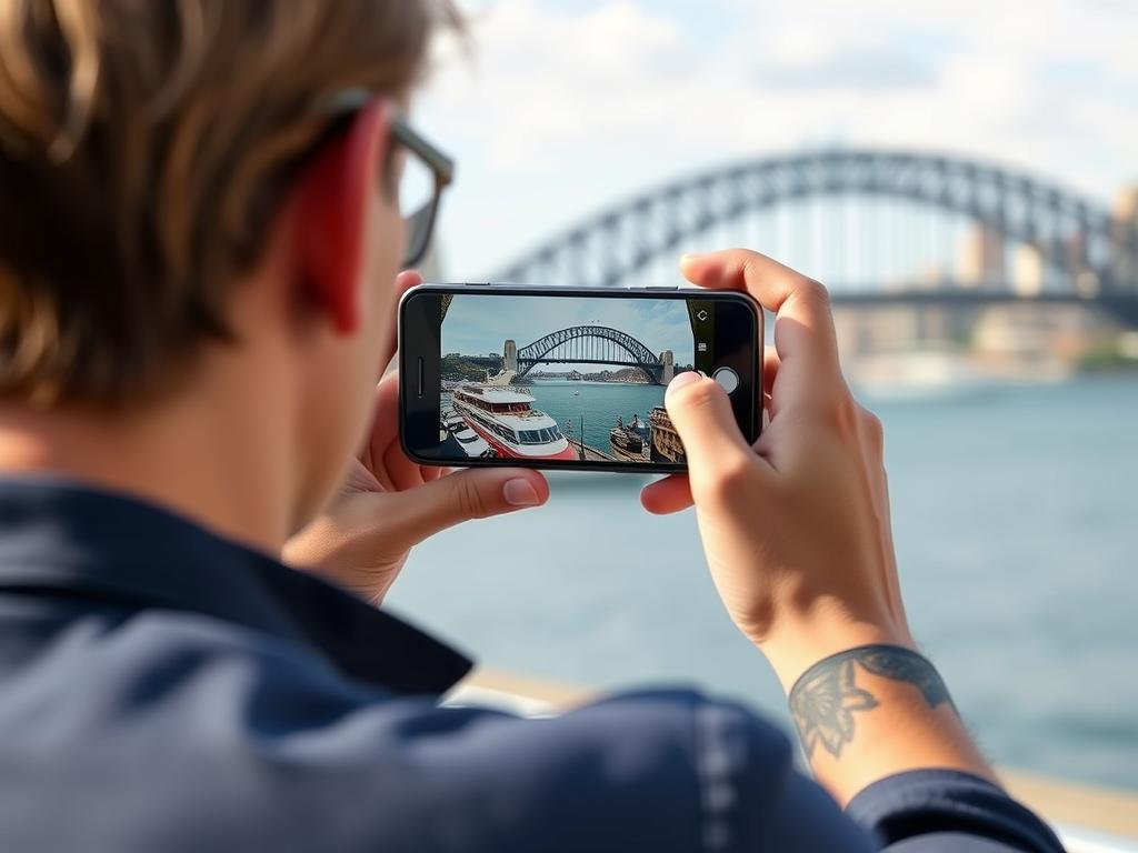 Customer experiencing a Sydney brand through augmented reality on smartphone