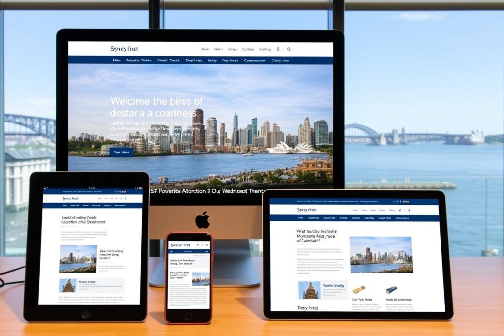 Mobile-first web development process showing responsive design for Sydney business website