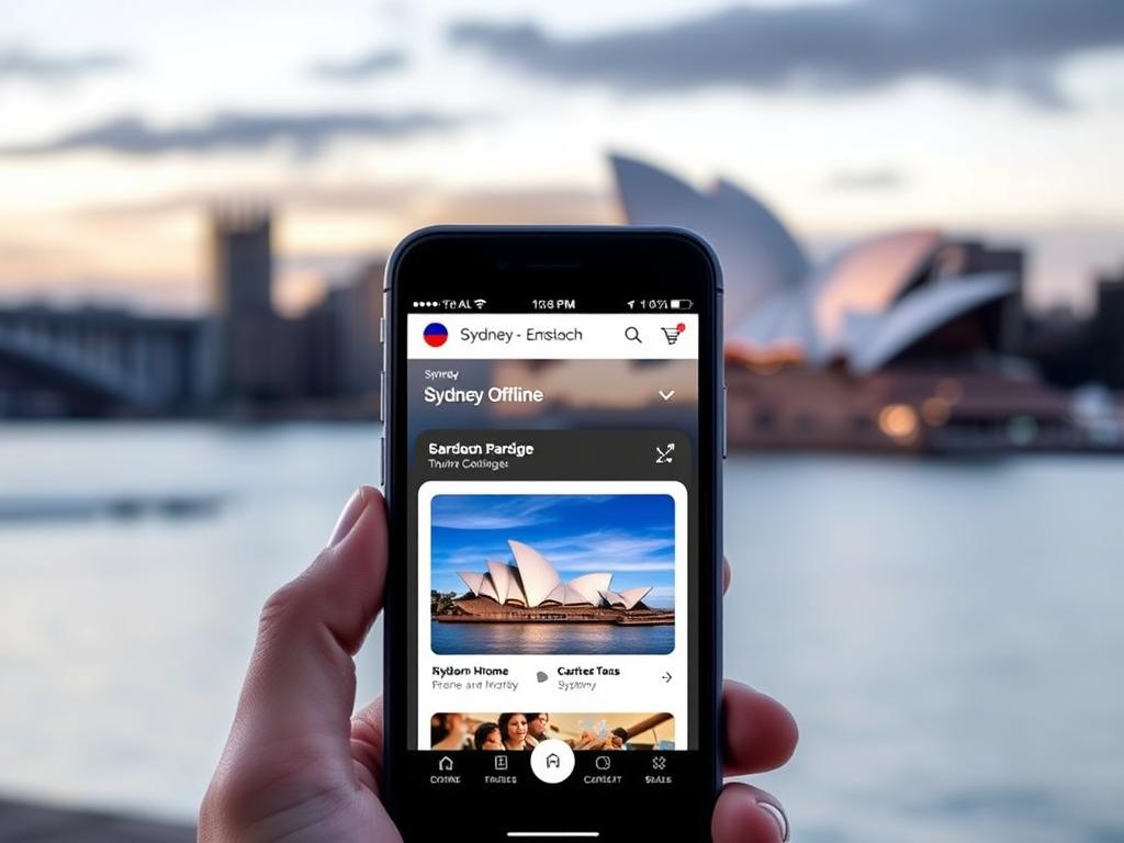 Progressive Web Application example for a Sydney tourism company showing offline functionality