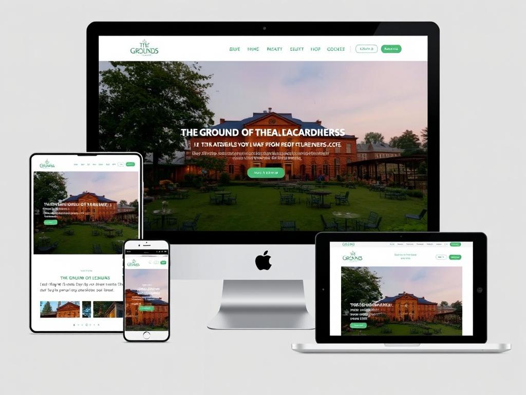 The Grounds of Alexandria website showing responsive design and PWA features